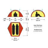 Hilleberg Allak 2 Tent (Green) dimensions