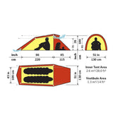 Hilleberg Nallo 2 Tent (Green) dimensions