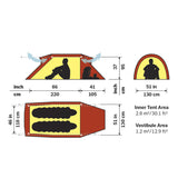 Hilleberg Nammatj 2 Tent (Green) dimensions