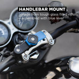 Quad Lock Motorcycle Mount close up on bike