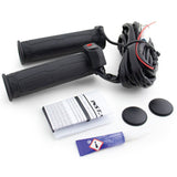 TecnoGlobe Heated Motorcycle Grips Gold Premium unboxed with contents displayed
