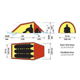 Hilleberg Anjan 3 Tent (Green) dimensions