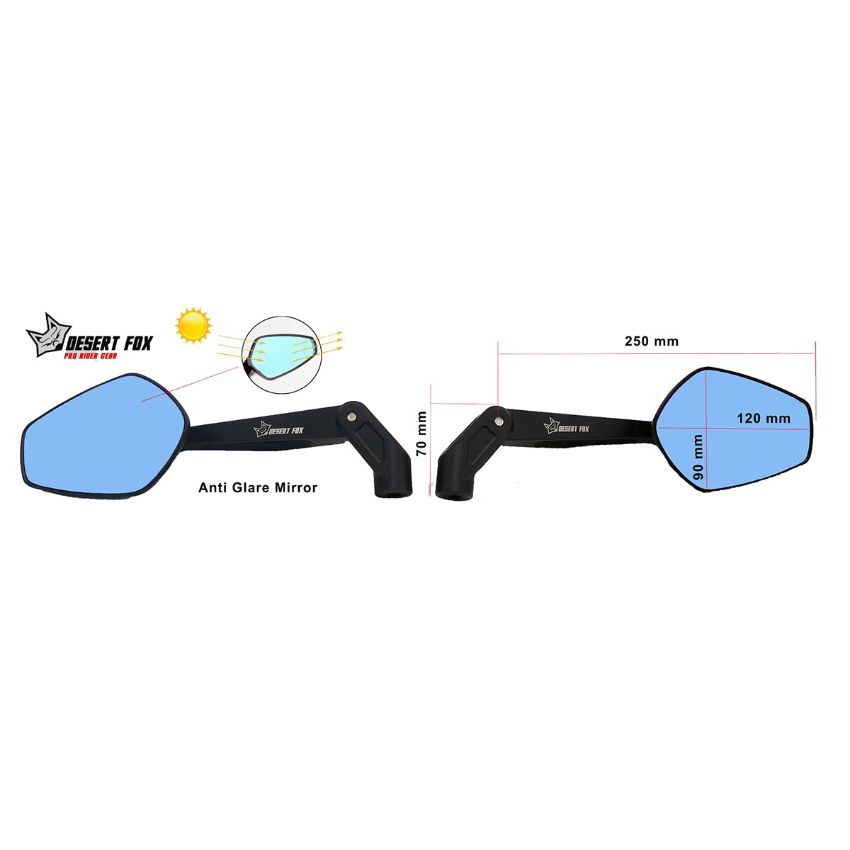Desert Fox Pro Aluminium Folding Motorcycle Mirror Set