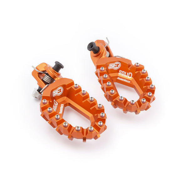 S3 Premium HR Solid Enduro Orange Footpegs