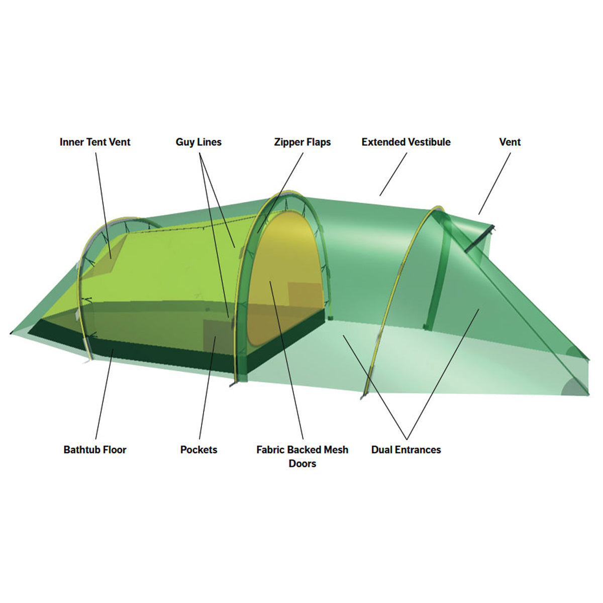 Hilleberg Nallo 3 GT Tent (Green) cutaway