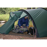 Hilleberg Nallo 3 GT Tent (Green) camping with a dog