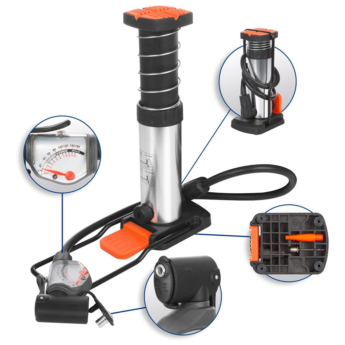 Mini Foot Pump with Analogue Pressure Gauge