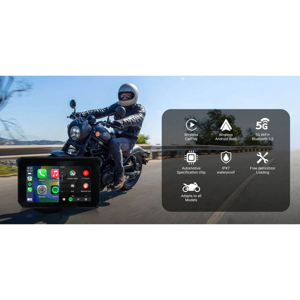 CarPlay Lite C5 Motorcycle GPS Wireless Carplay/Android Auto Waterproof  Screen
