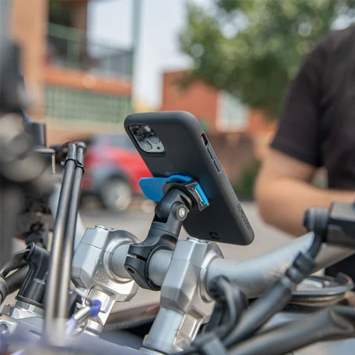 Quad Lock Motorcycle Knuckle Adaptor in use