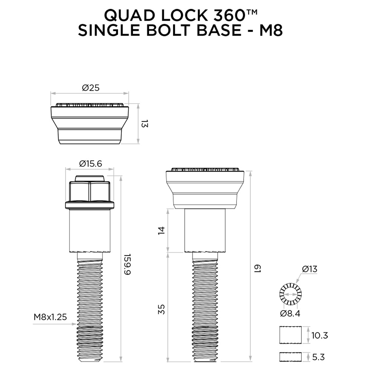 Quad Lock 360 Base - Single Bolt M8