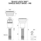 Quad Lock 360 Base - Single Bolt M8