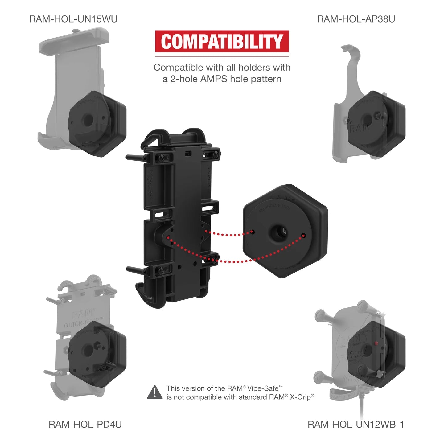 RAM Vibe-Safe with NPT Adapter for 2-Hole Holders