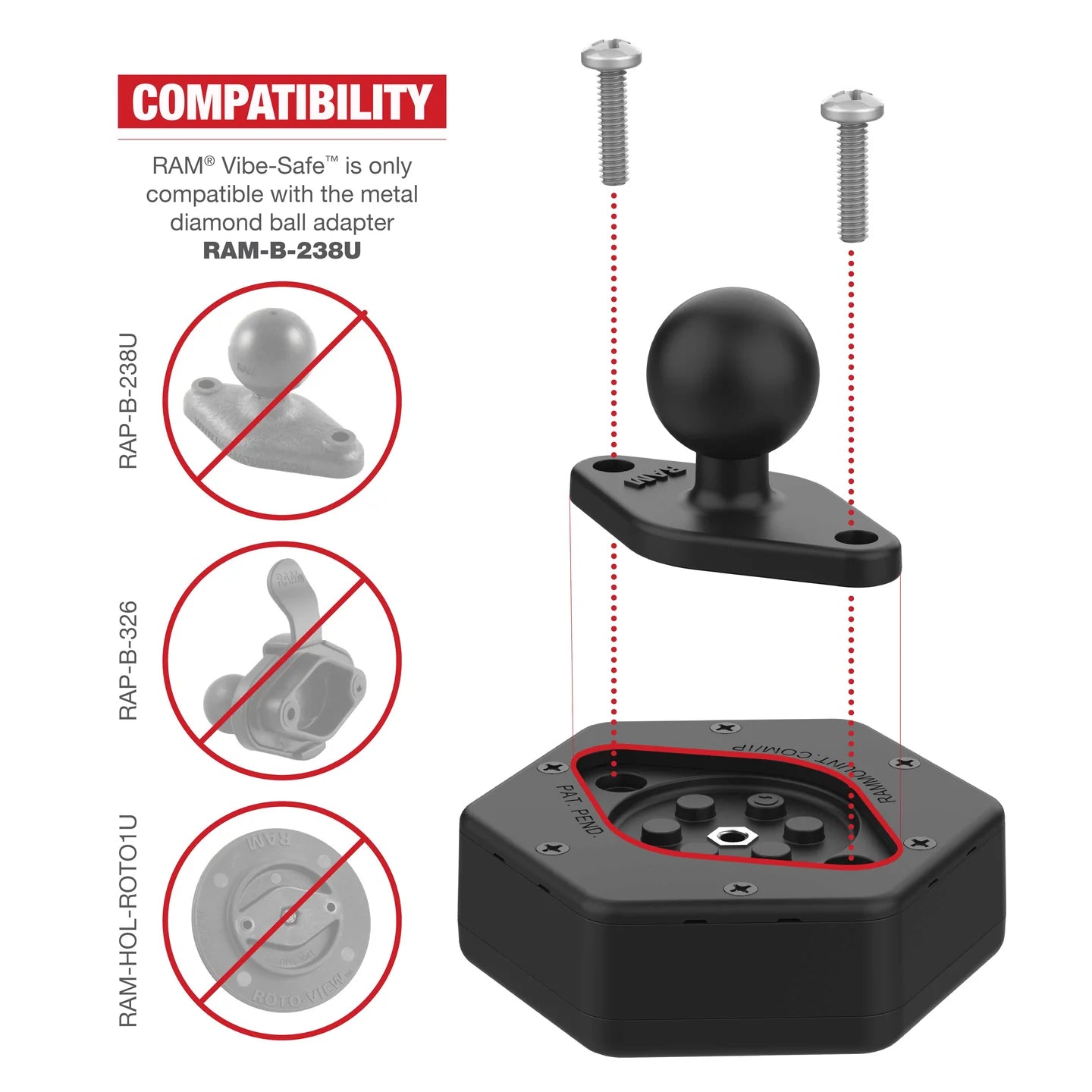RAM Vibe-Safe with NPT Adapter for 2-Hole Holders