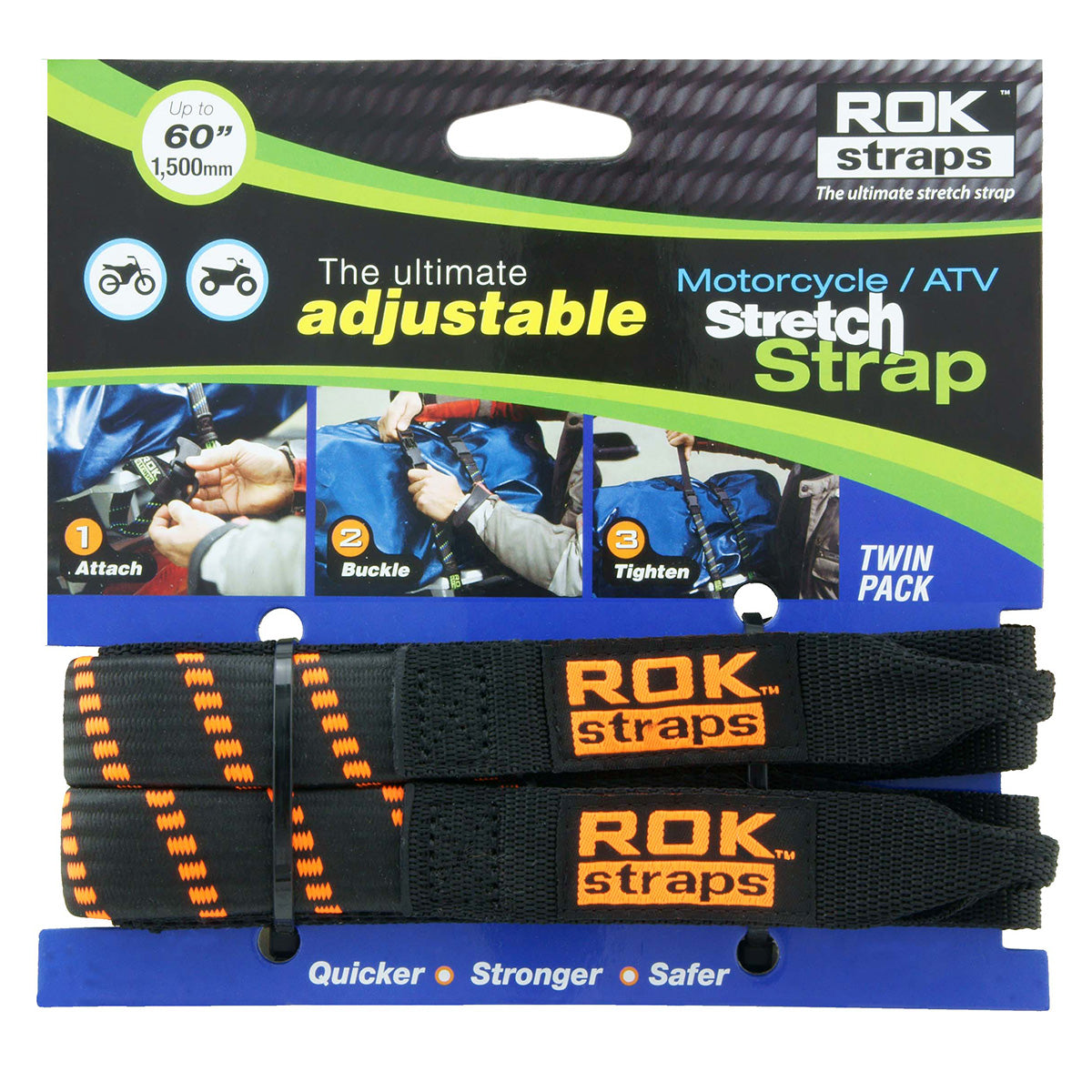 ROK Strap Adjustable with Loops 500mm to 1500mm (Set of 2)