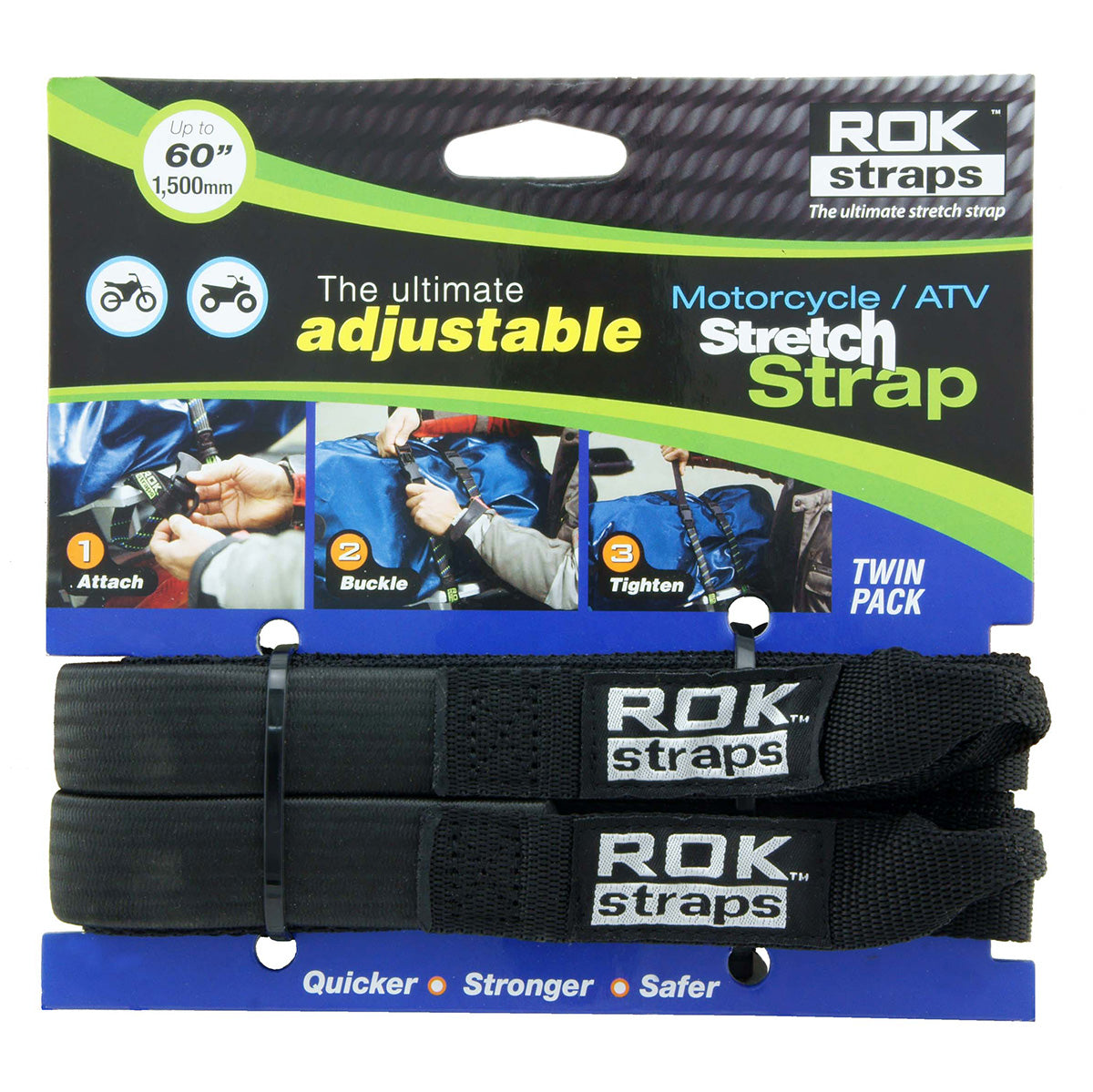 ROK Strap Adjustable with Loops 500mm to 1500mm (Set of 2)