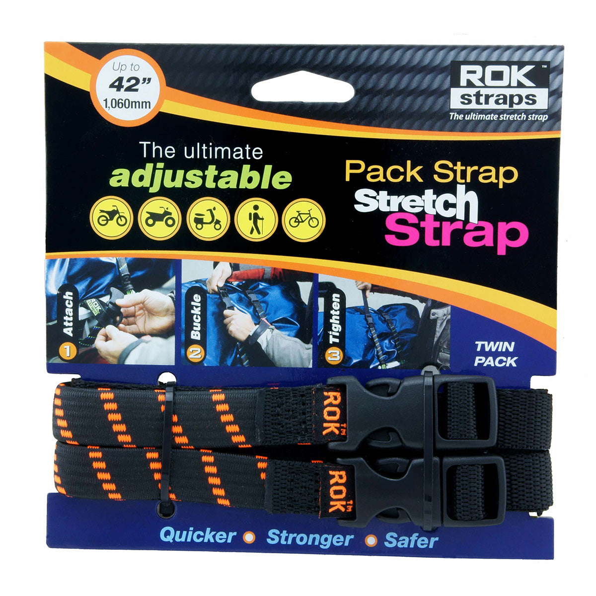 ROK Strap Pack Adjustable with Loops 1060mm (Set of 2)