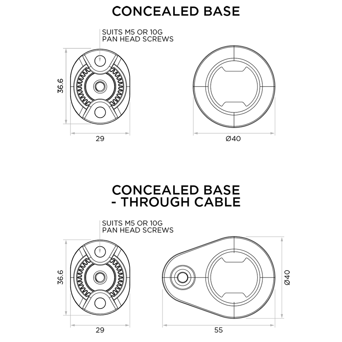 Quad Lock 360 Base - Concealed Small