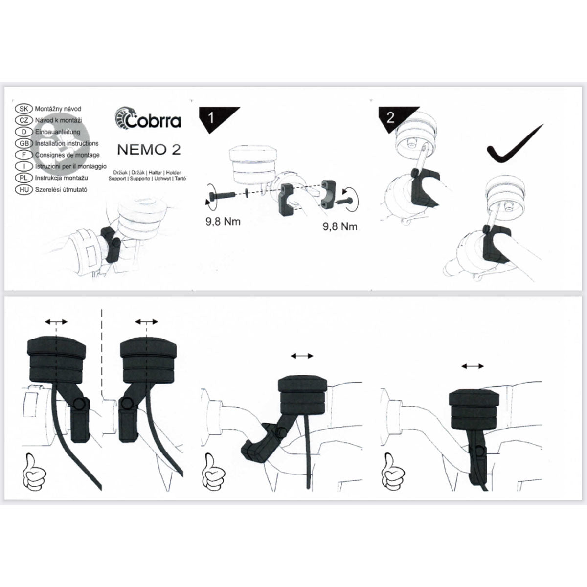 Cobrra Nemo 2 Holder for Steering Handlebars 22mm - NDN2-S