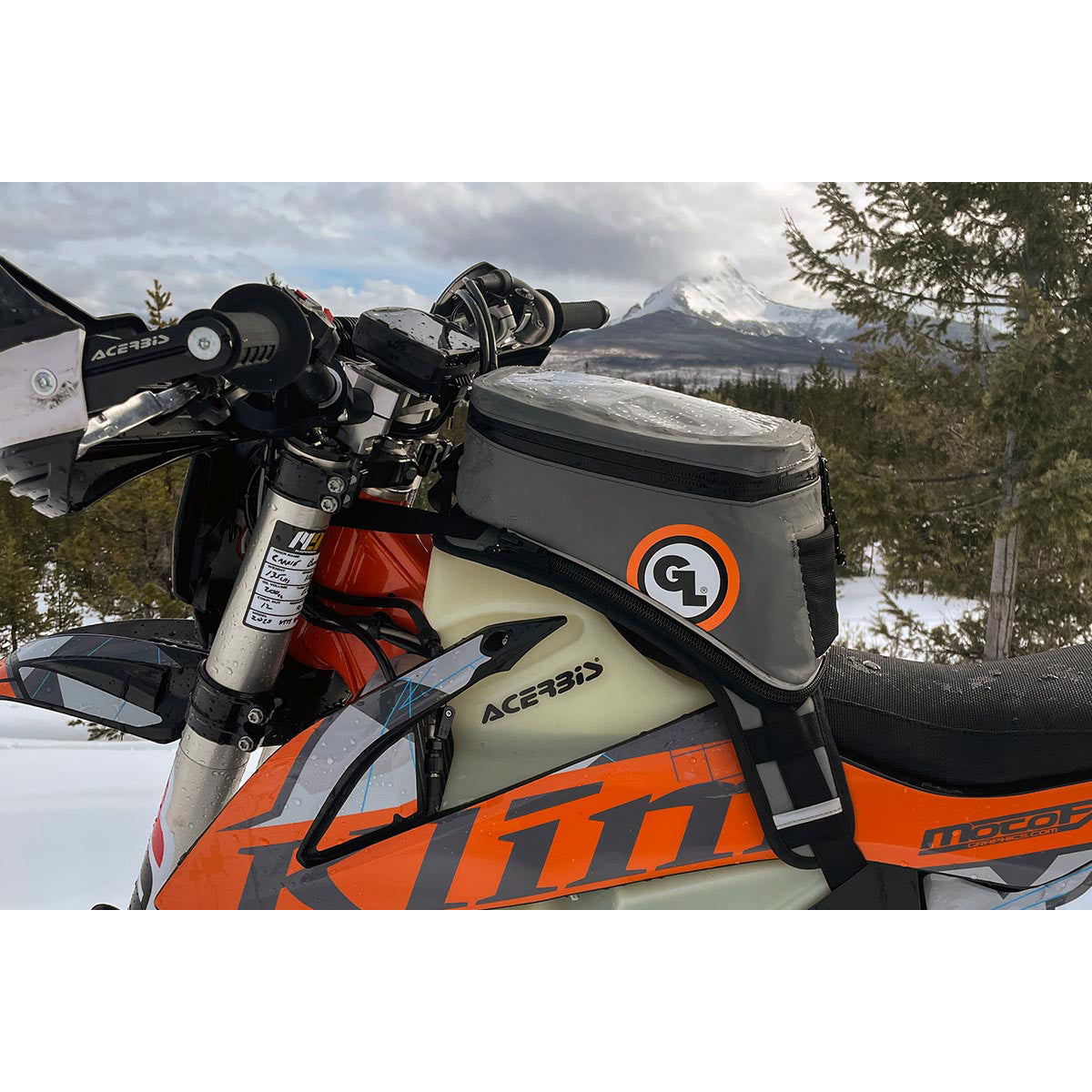 Giant Loop Diablo Tank Bag fitted to snow bike