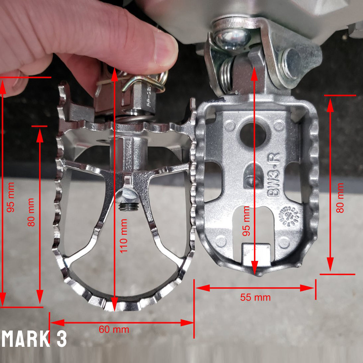 KTM Pivot Pegz size difference between MK3 and standard stock