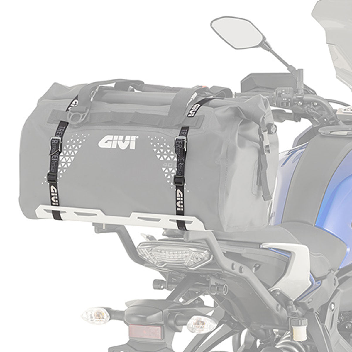 Givi Trekker Straps with cam buckle in use on a bike