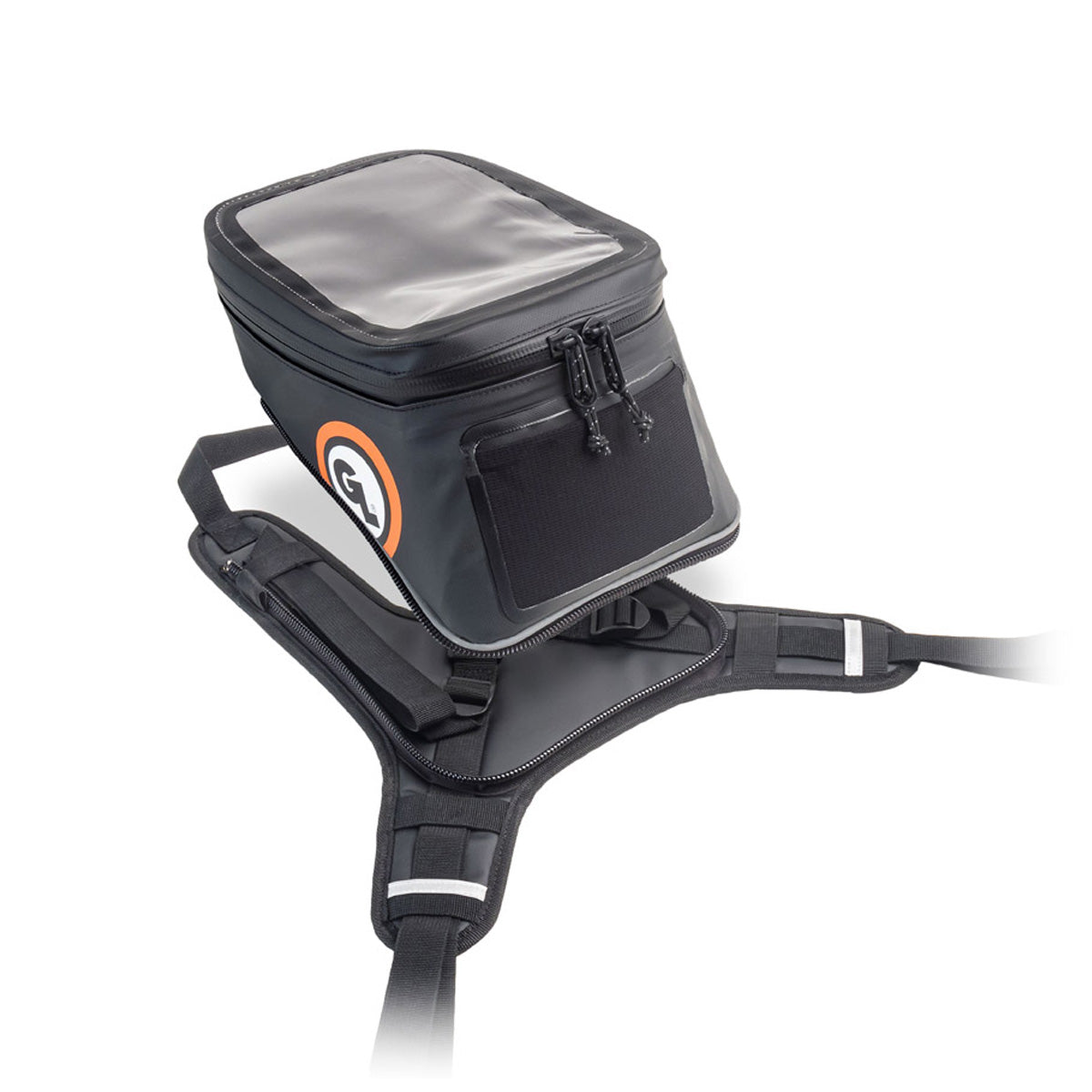 Giant Loop Diablo Tank Bag showing tank bag unzipped away from base harness
