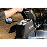 AltRider Hemisphere Tank Bag fitted to bike, being opened by rider