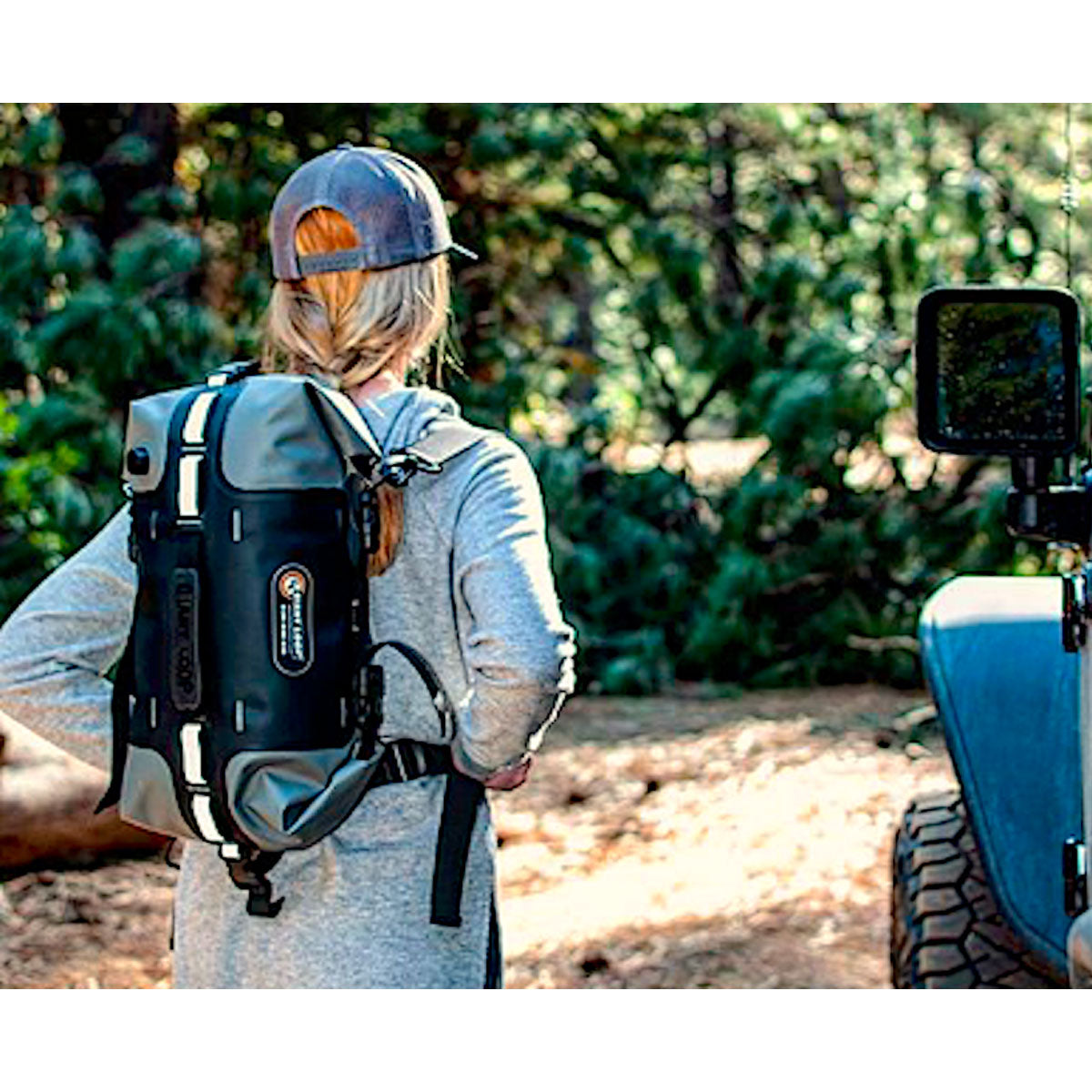 Giant Loop Rogue Dry Bag used as a backpack