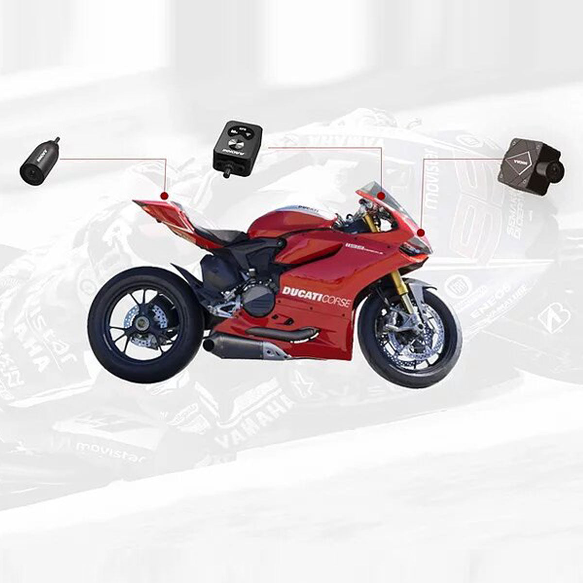 INNOVV K5 Motorcycle Front and Rear Camera placement on a motorcycle
