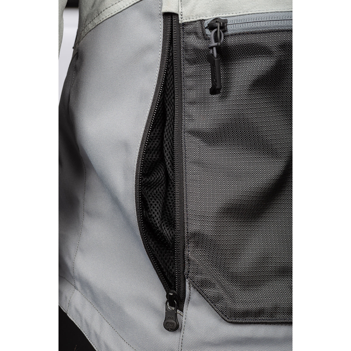 Klim Dakar Jacket (series #2) in gray close up of vent