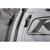 Klim Dakar Jacket (series #2) in grey close up of YKK zippers