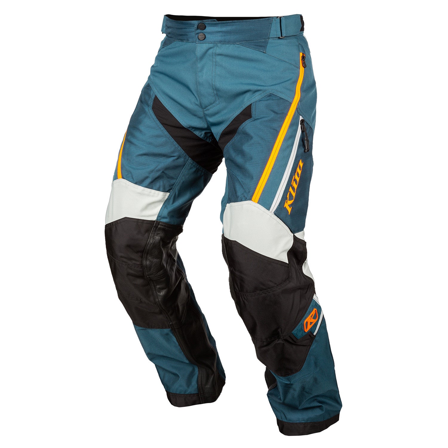 Klim Dakar Over The Boot Pants striking petrol front view