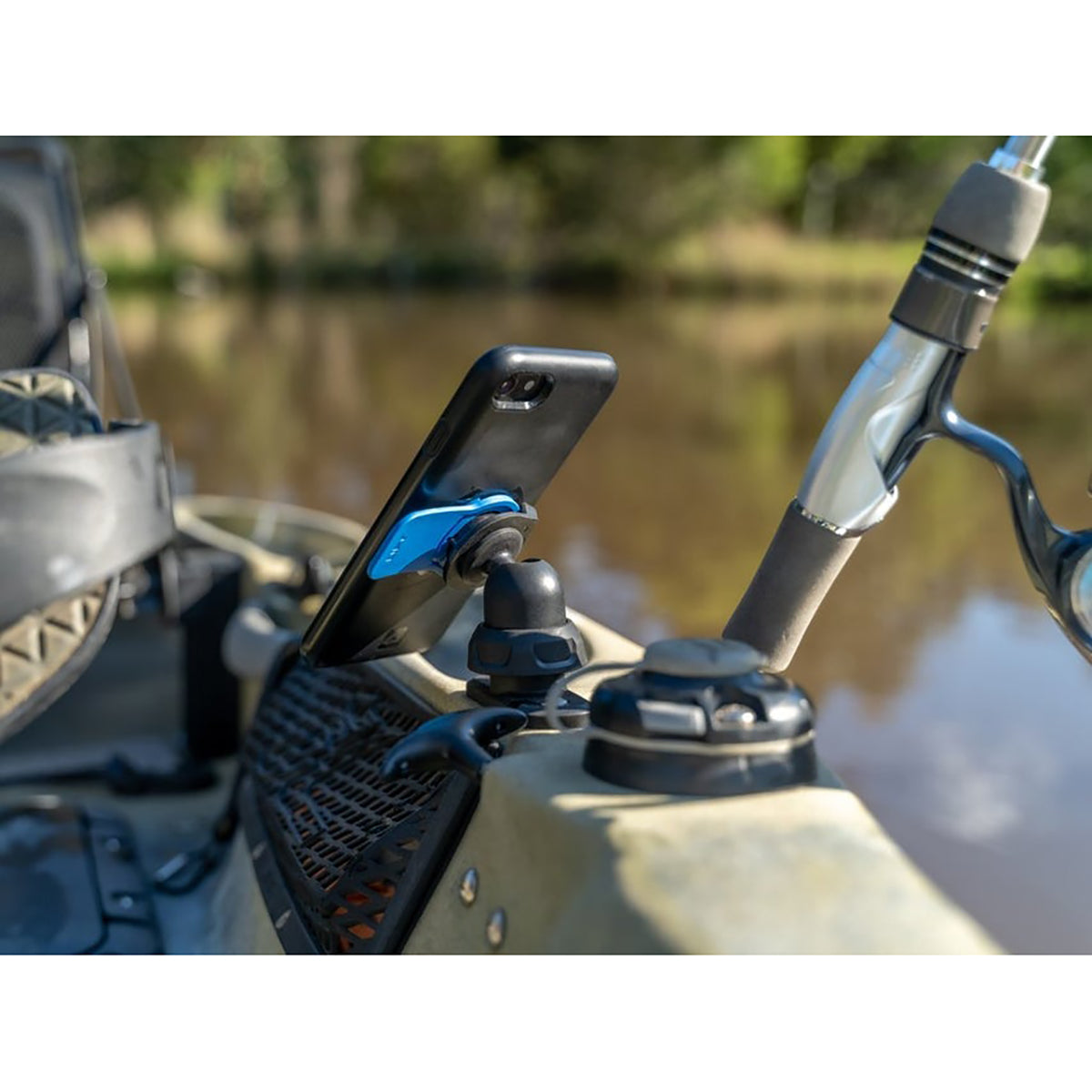 Quad Lock 360 Single Pivot Arm in use on a boat