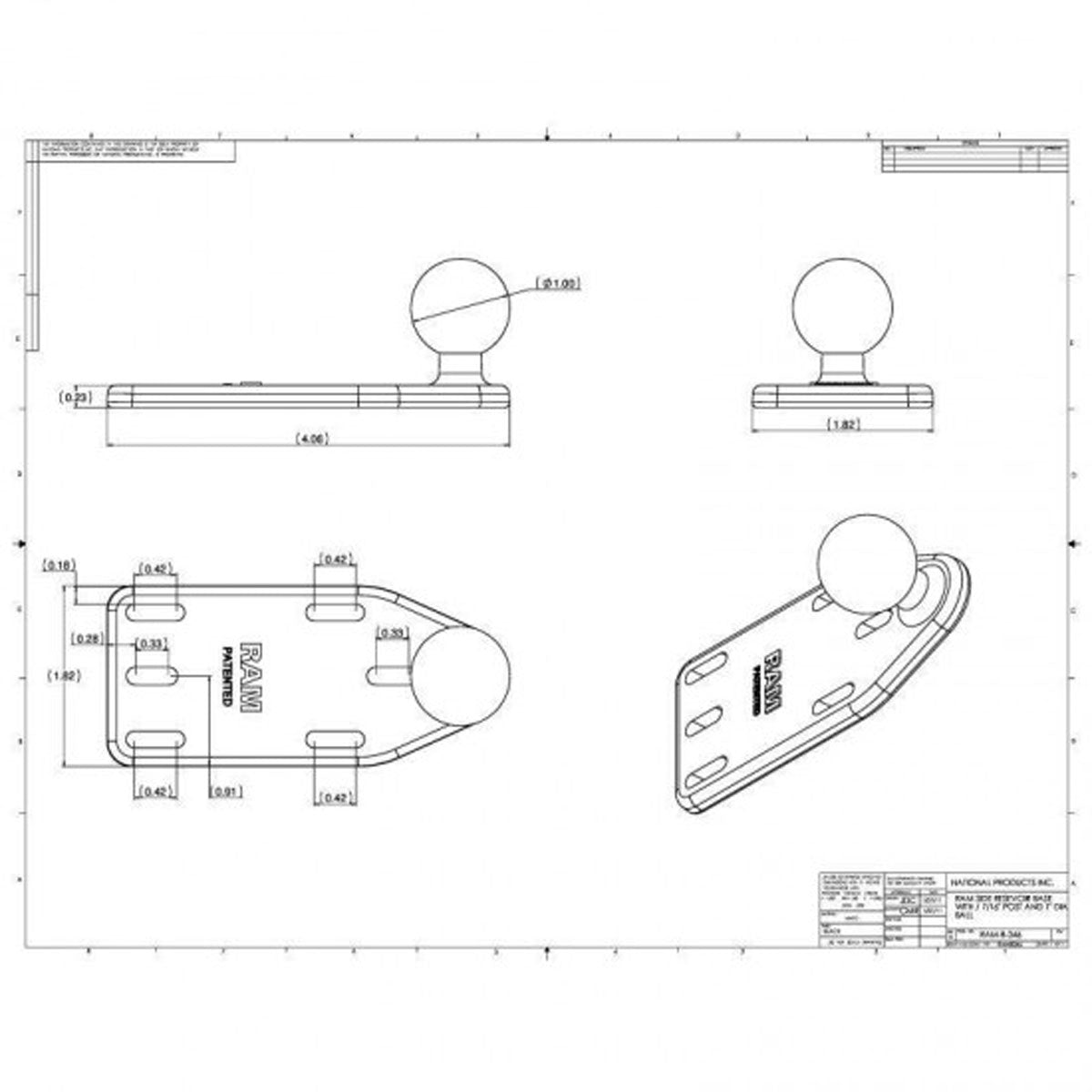 RAM Offset Reservoir Cover Ball Base