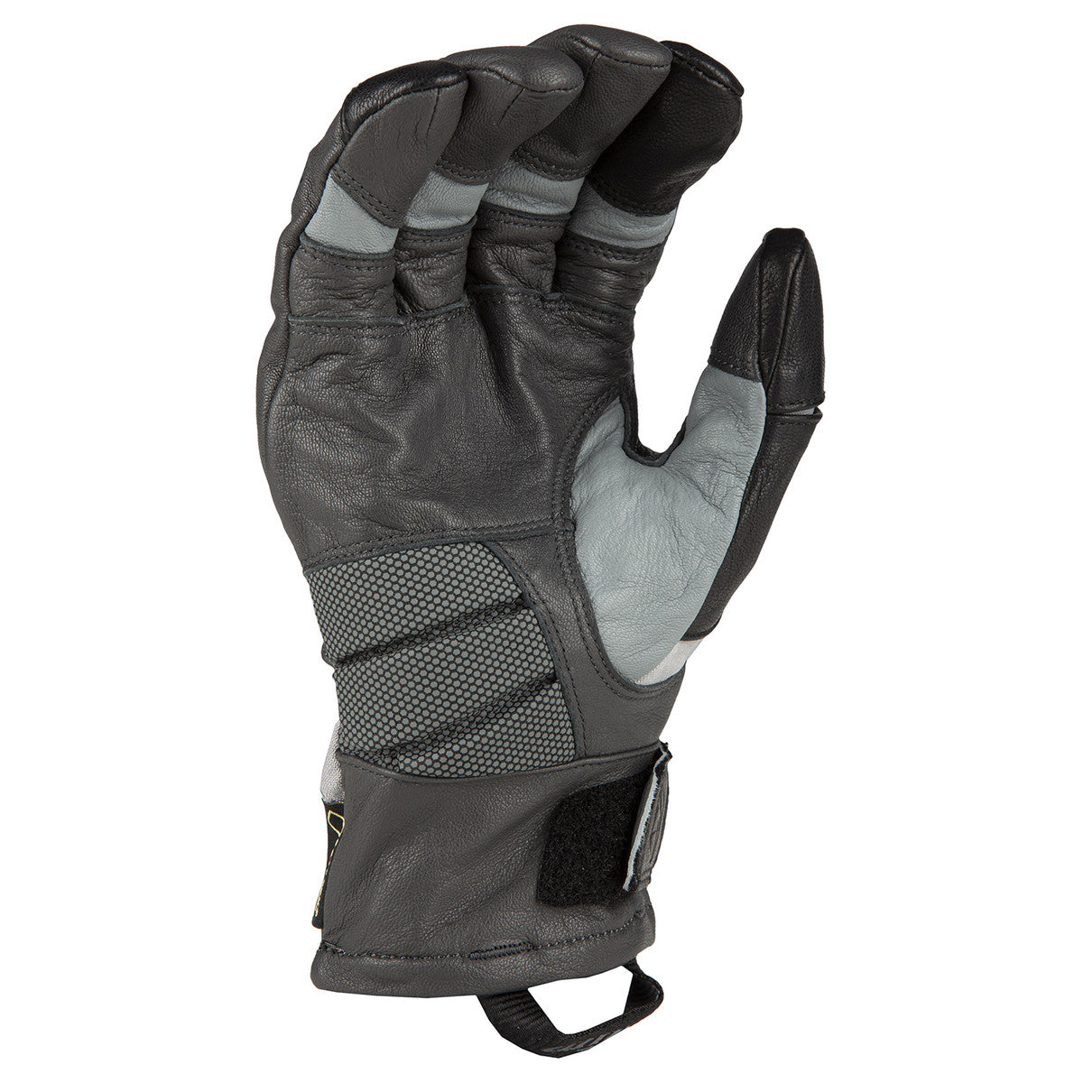 Grey glove palm view