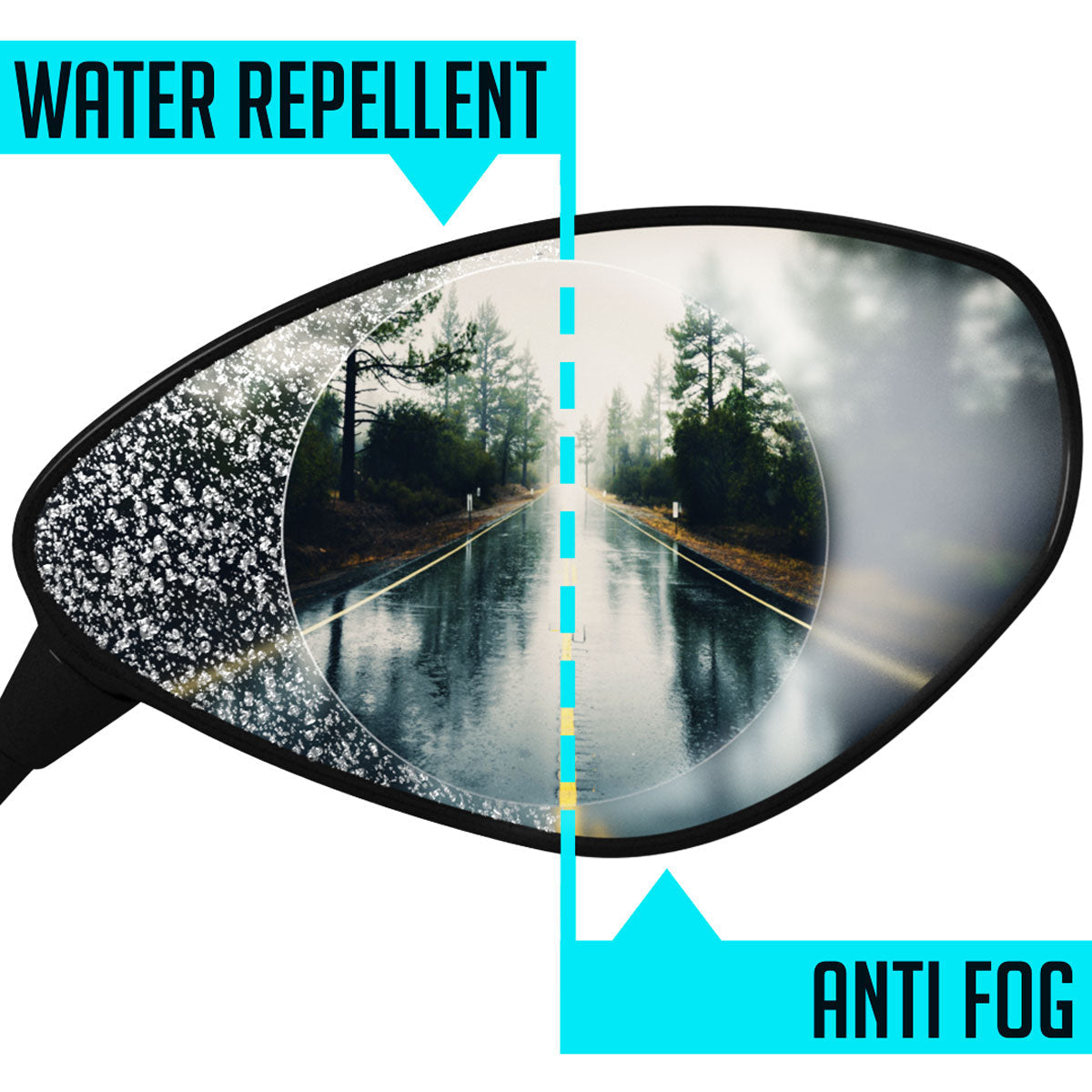 Water Repellent / Anti Fog Motorcycle Wing Mirror Protectors: Universal 120 x 70mm Oval
