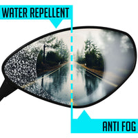 Water Repellent / Anti Fog Motorcycle Wing Mirror Protectors: Universal 100 x 60 mm Oval
