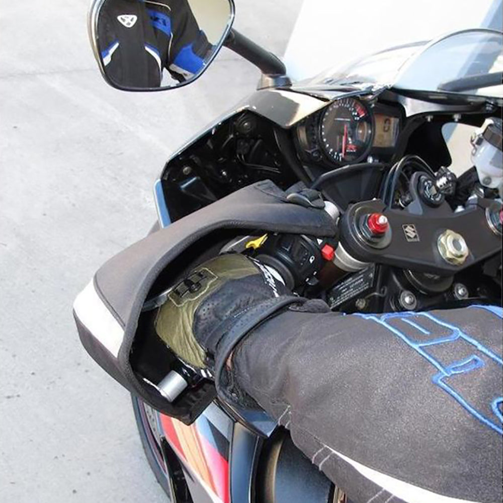 Barkbusters Blizzard Universal Handguards fitted to a motorcycle