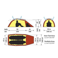 Hilleberg Jannu Tent (Red) dimensions