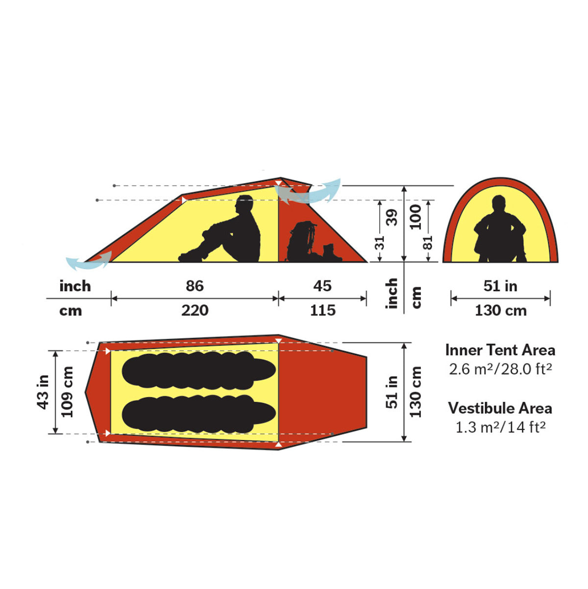 Hilleberg Nallo 2 Tent (Green) dimensions