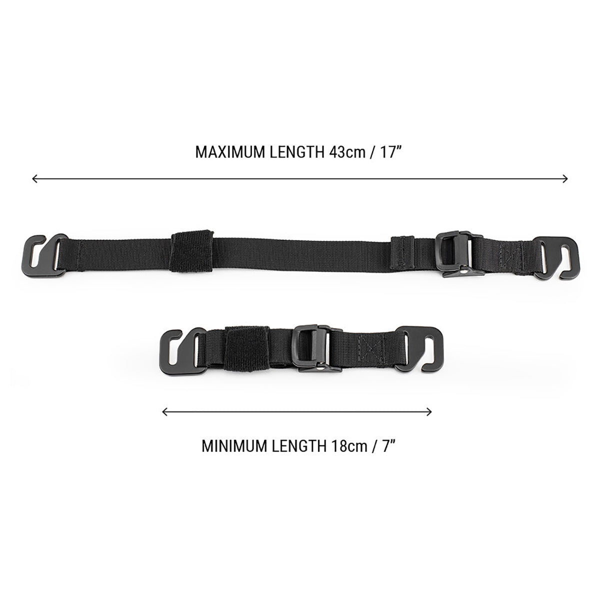 Kriega OS-Mini Cam Straps displaying length measurement