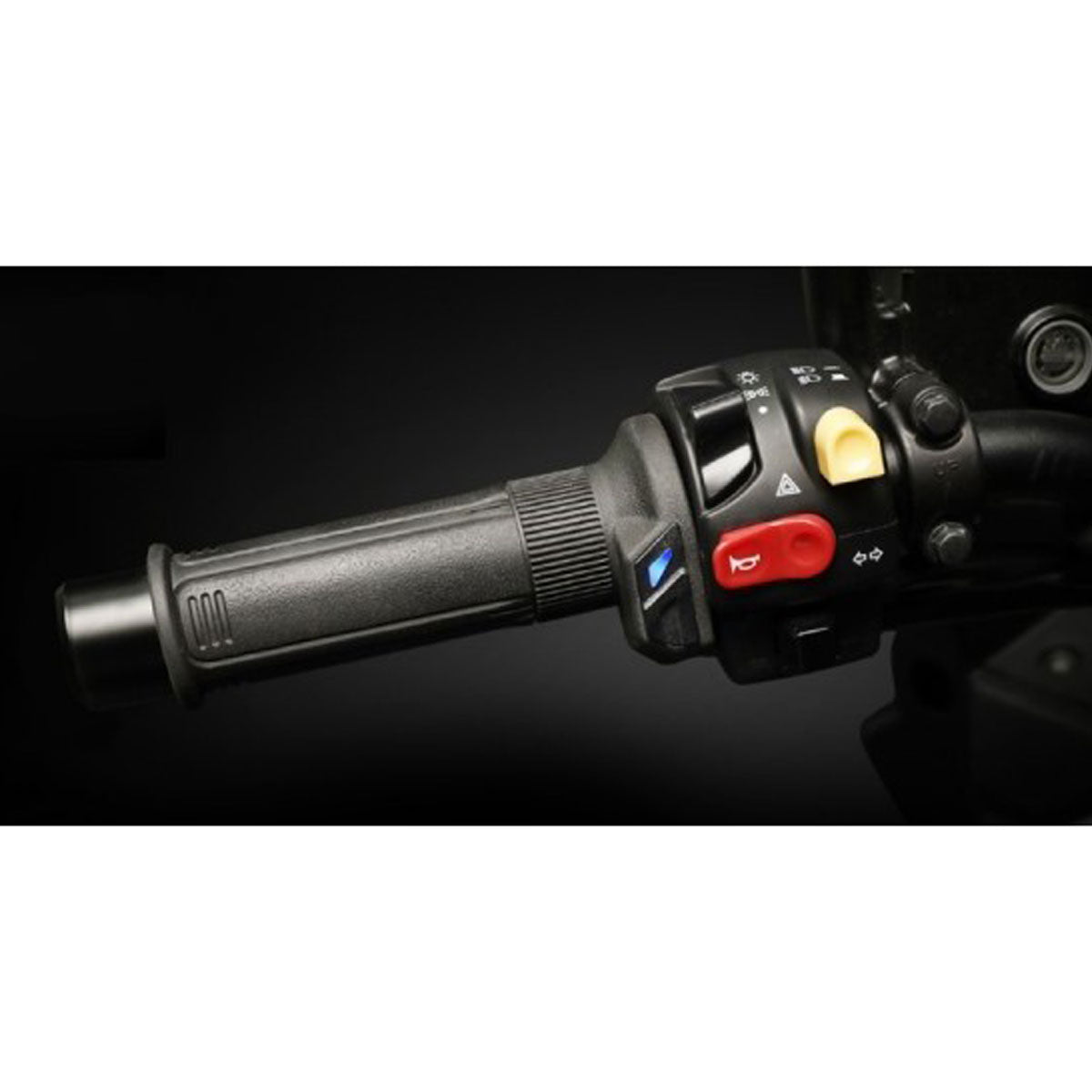 TecnoGlobe Heated Motorcycle Grips Gold Premium fitted to bike