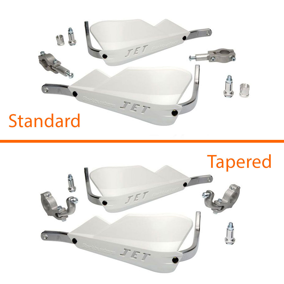 Barkbusters Jet Handguards Full Kit showing standard and tapered options