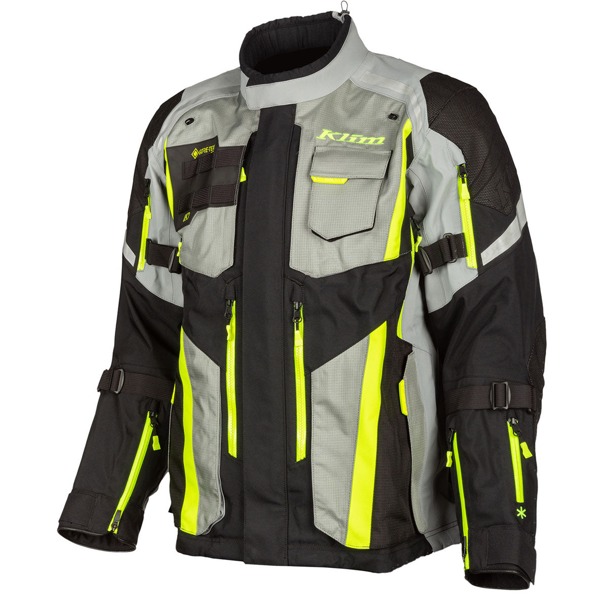 Klim Badlands Pro Jacket (series #3) hi vis and grey front view