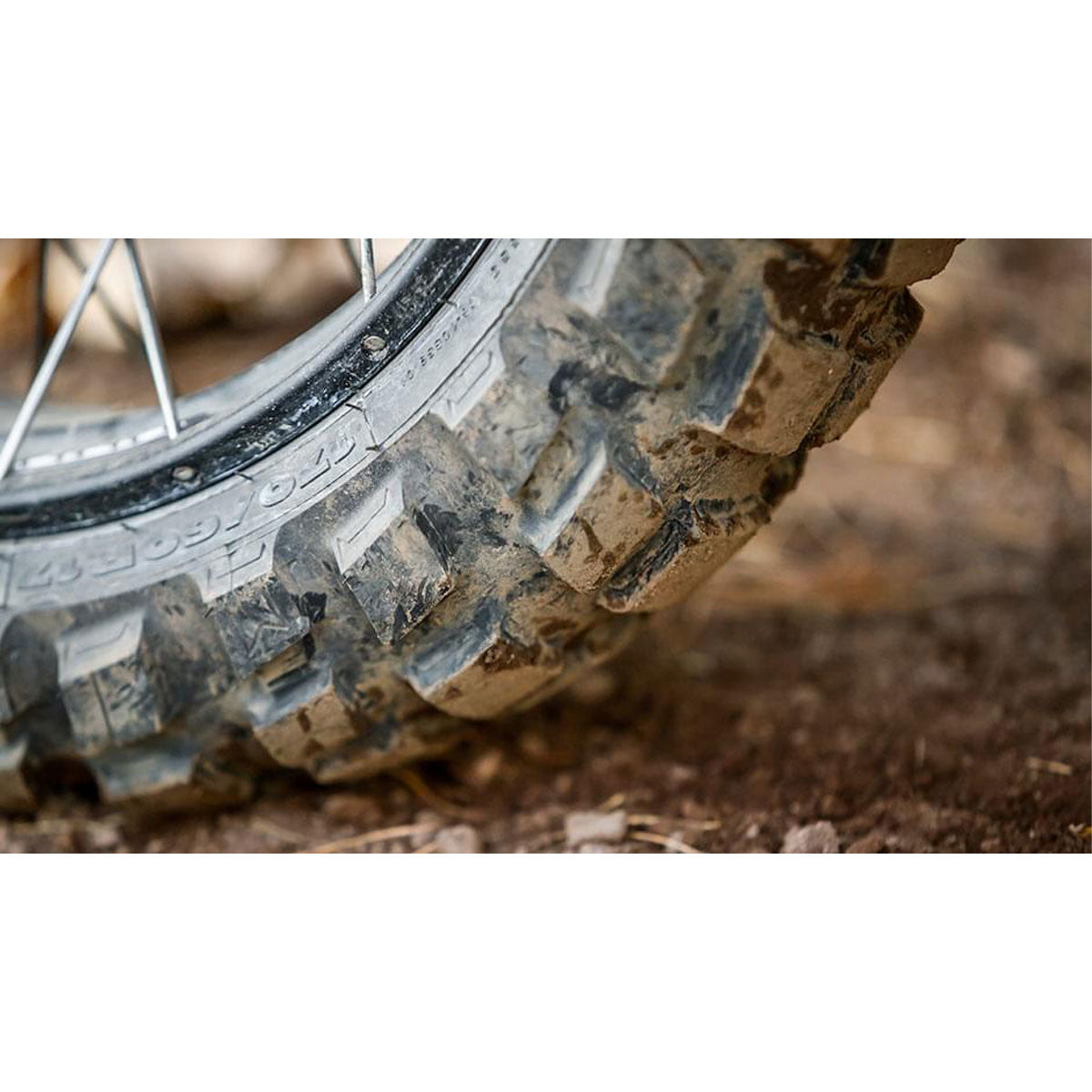Michelin Anakee Wild Tyre 110/80-19 close up of tyre in use
