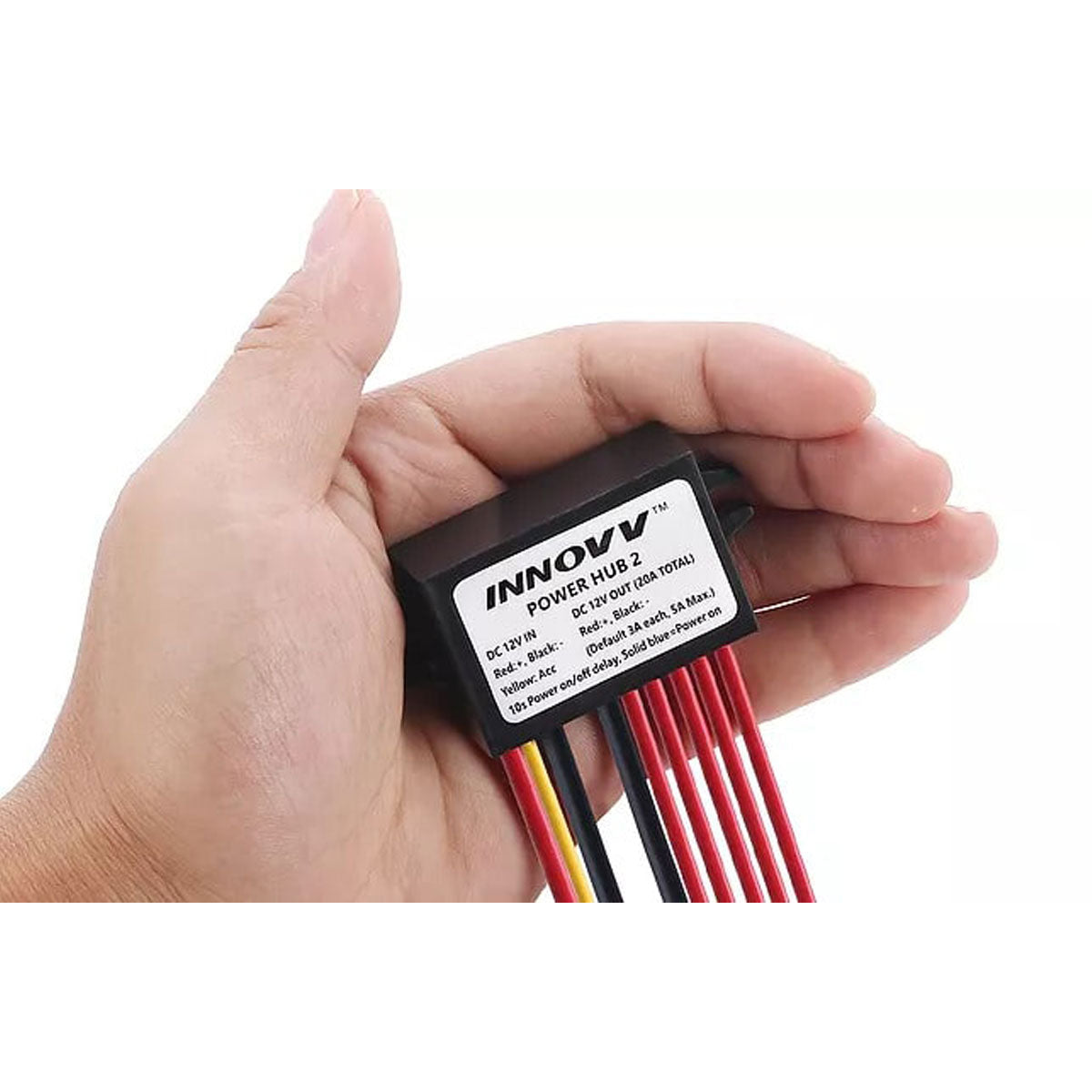 INNOVV Power Hub 2 held in palm of hand